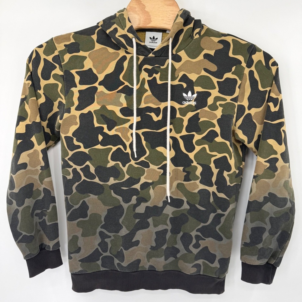Adidas‎ Hoodie Mens Small Green Camo Gradient Fade Trefoil Pullover Streetwear